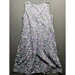 Pink K Floral Button Front Midi Dress Plus Size 1X Purple Green Lace Trim Pocket